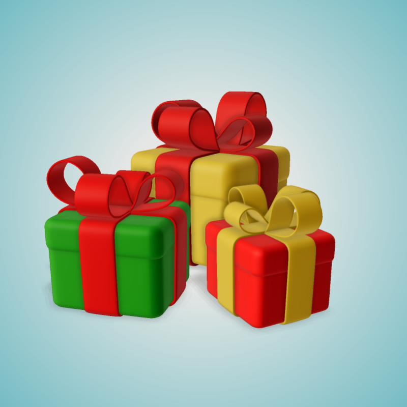 This Presentation Clipart shows a preview of 3D Wrapped Gifts Clipart