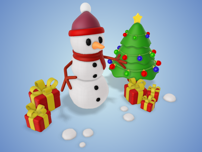 This Presentation Clipart shows a preview of 3D Winter Holiday Scene Clipart - Customizable Mockup