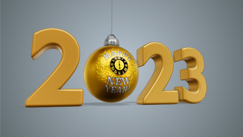 This Presentation Clipart shows a preview of 3D 2023 New Year Clipart - Customizable Mockup