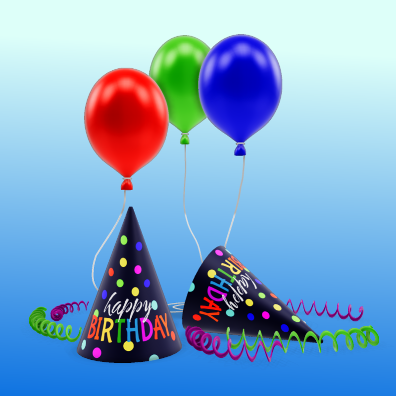 This Presentation Clipart shows a preview of 3D Birthday Party Clipart - Customizable Mockup