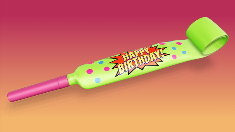 This Presentation Clipart shows a preview of 3D Birthday Party Favor Blowout - Customizable Mockup