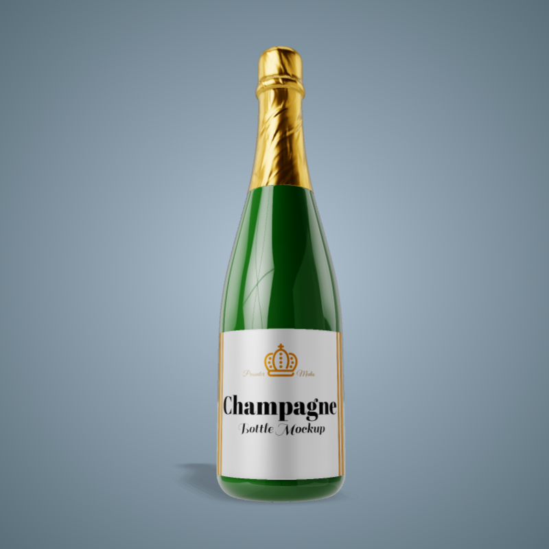 This Presentation Clipart shows a preview of 3D Champagne Bottle - Customizable Mockup