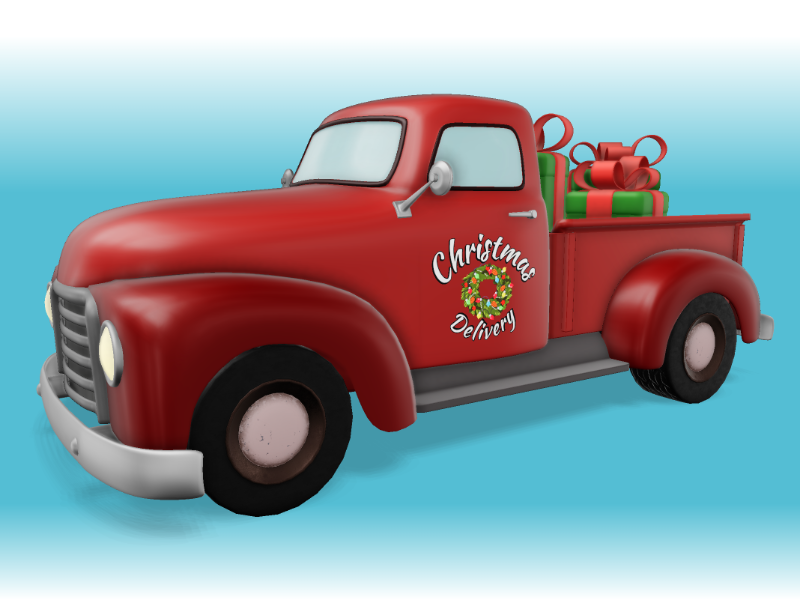 This Presentation Clipart shows a preview of 3D Christmas Delivery Truck - Customizable Mockup