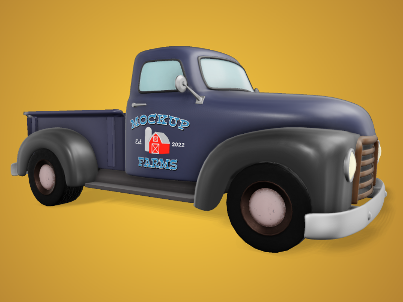 This Presentation Clipart shows a preview of 3D Vintage Truck - Customizable Mockup