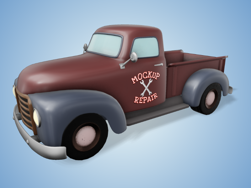 This Presentation Clipart shows a preview of 3D Vintage Truck - Customizable Mockup