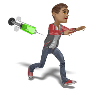 Man Run From Syringe