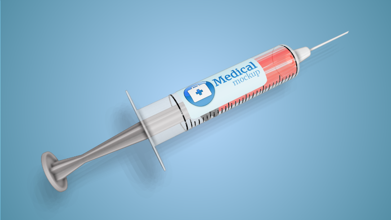 This Presentation Clipart shows a preview of 3D Syringe - Customizable Mockup