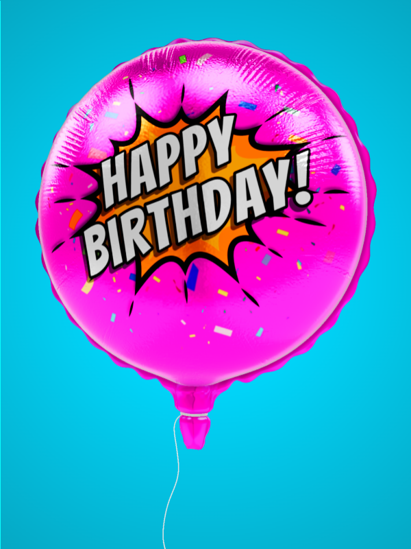 This Presentation Clipart shows a preview of 3D Custom Mylar Birthday Balloon Clipart - Customizable Mockup