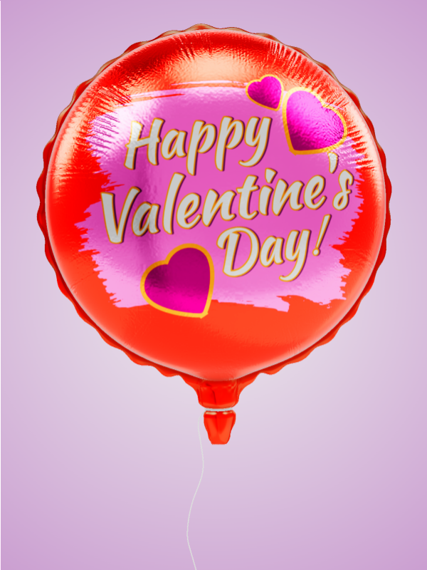 This Presentation Clipart shows a preview of 3D Custom Mylar Valentine Balloon Clipart - Customizable Mockup
