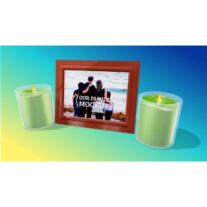 A 3D Picture Frame and Candles with editing tools to customize the design and make it your own.