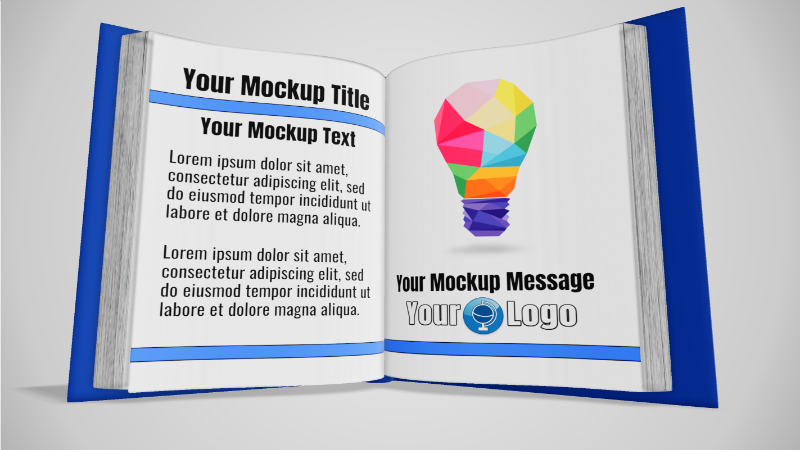 This Presentation Clipart shows a preview of 3D Open Book- Customizable Mockup