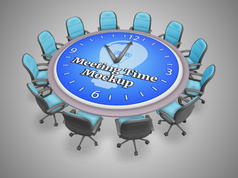 This Presentation Clipart shows a preview of 3D Round Meeting Table - Customizable Mockup