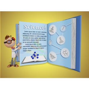 A 3D Scientist Character Turning A Custom Page Clipart with editing tools to customize the design and make it your own.