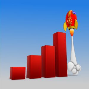 A 3D Bar Graph Rocket Clipart with editing tools to customize the design and make it your own.