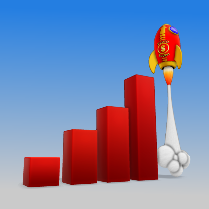 This Presentation Clipart shows a preview of 3D Bar Graph Rocket - Customizable Mockup