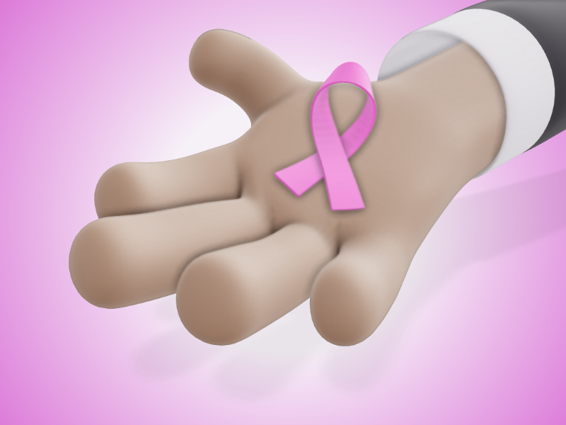 This Presentation Clipart shows a preview of 3D Awareness Ribbon In Hand - Customizable Mockup