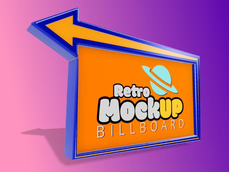 This Presentation Clipart shows a preview of Retro Arrow Sign - Customizable Mockup