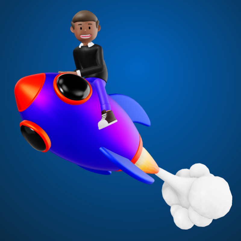 This Presentation Clipart shows a preview of Man Ride Rocket - Customizable Mockup