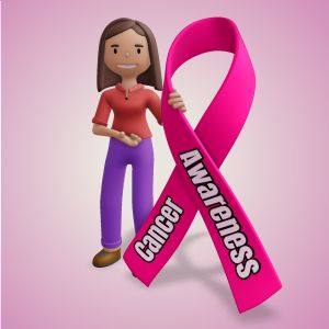 A 3D Female Figure Awareness Ribbon Clipart with editing tools to customize the design and make it your own.
