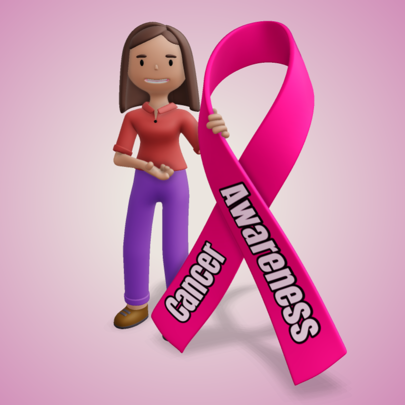 This Presentation Clipart shows a preview of 3D Female Figure Awareness Ribbon - Customizable Mockup