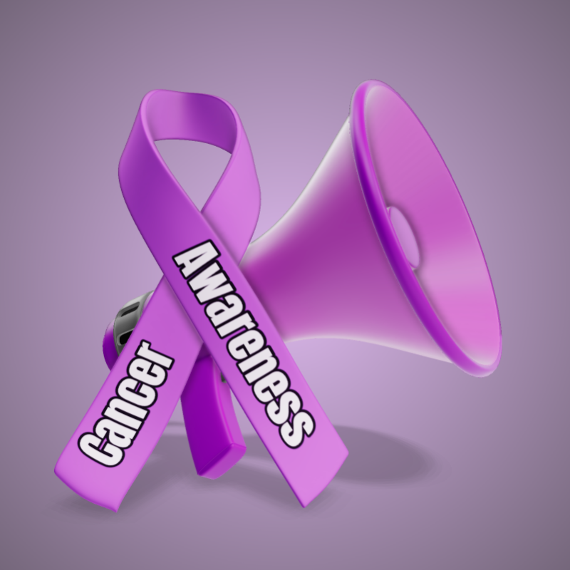 This Presentation Clipart shows a preview of 3D Awareness Ribbon Megaphone - Customizable Mockup