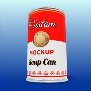 A 3D Soup Can Clipart with editing tools to customize the design and make it your own.
