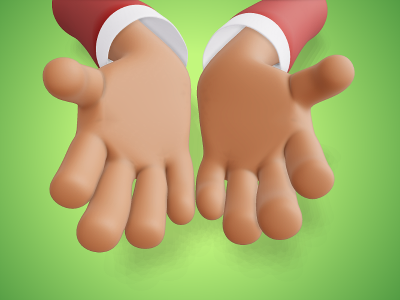 This Presentation Clipart shows a preview of 3D Two Hands Reaching Out - Customizable Mockup