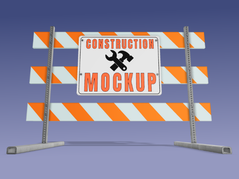 This Presentation Clipart shows a preview of 3D Construction Road Sign - Customizable Mockup