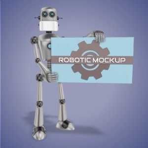A 3D Retro Robot Holding Sign Clipart with editing tools to customize the design and make it your own.