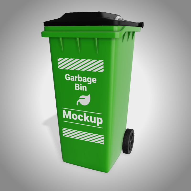 This Presentation Clipart shows a preview of 3D Garbage Bin - Customizable Mockup