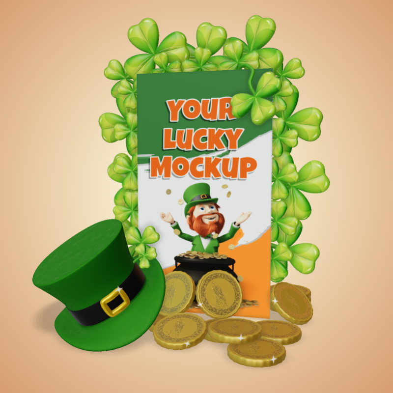 This Presentation Clipart shows a preview of 3D St Patricks Sign - Customizable Mockup
