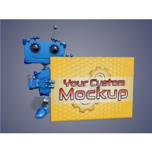 A 3D Boxy Robot Holding Sign Clipart with editing tools to customize the design and make it your own.