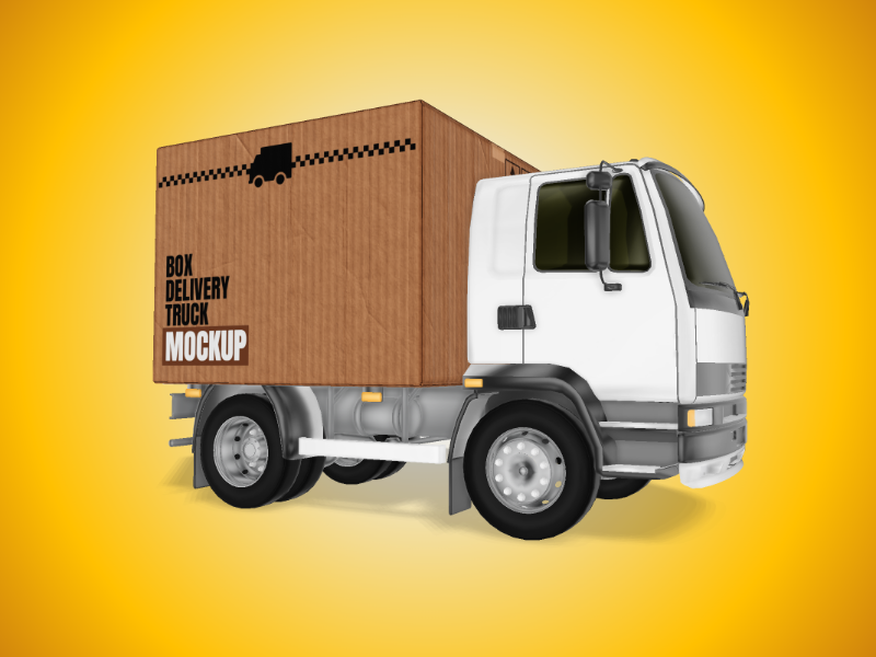 This Presentation Clipart shows a preview of 3D Cardboard Box Truck - Customizable Mockup
