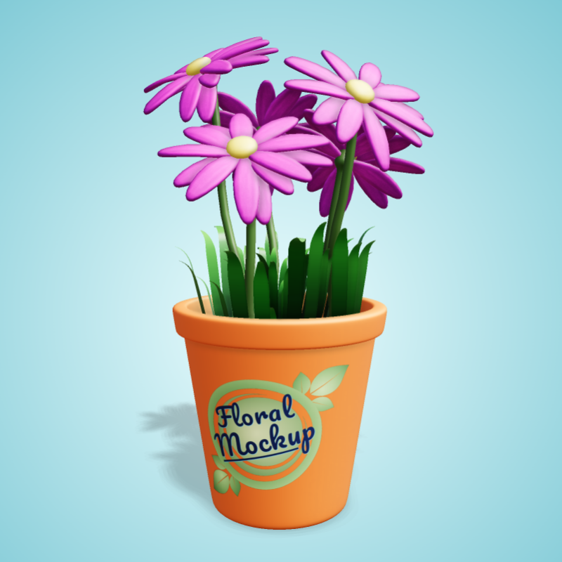 This Presentation Clipart shows a preview of 3D Flower Pot - Customizable Mockup