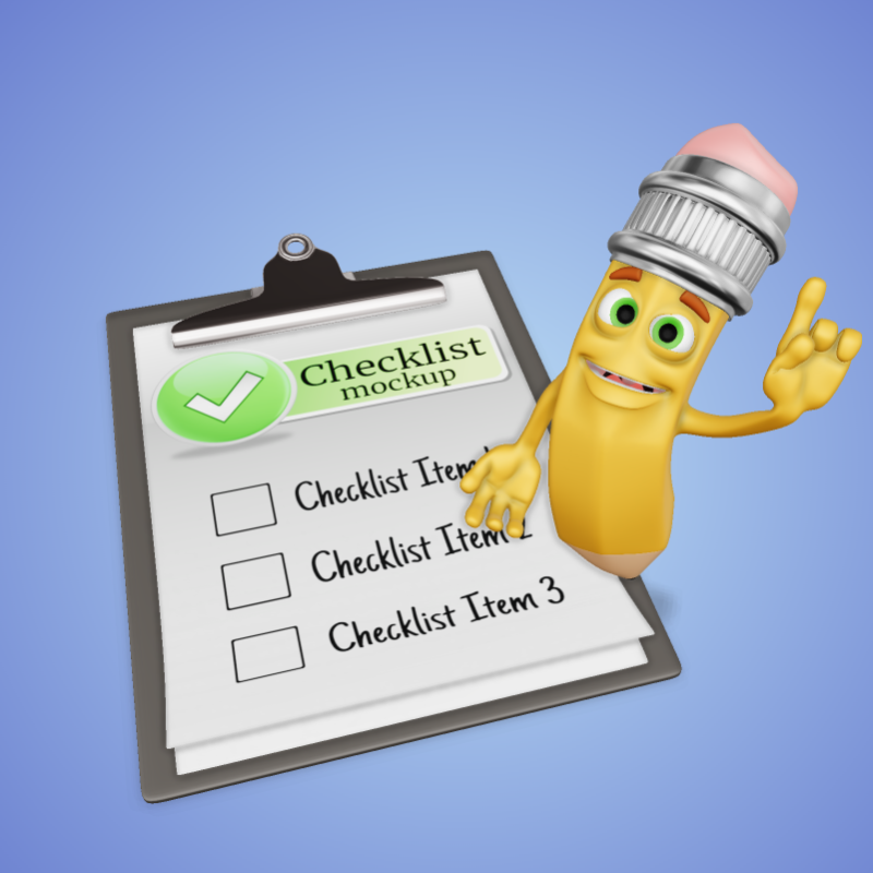 This Presentation Clipart shows a preview of 3D Scribbles Pencil Checklist Clipart - Customizable Mockup