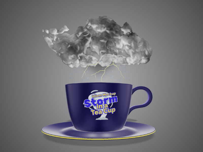 This Presentation Clipart shows a preview of 3D Storm In A Tea Cup - Customizable Mockup