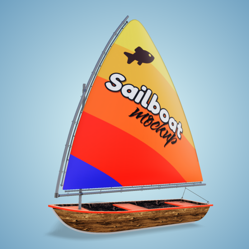 This Presentation Clipart shows a preview of 3D Sailboat - Customizable Mockup