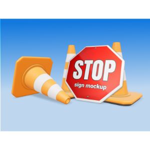 A 3D Sign With Traffic Cones Clipart with editing tools to customize the design and make it your own.