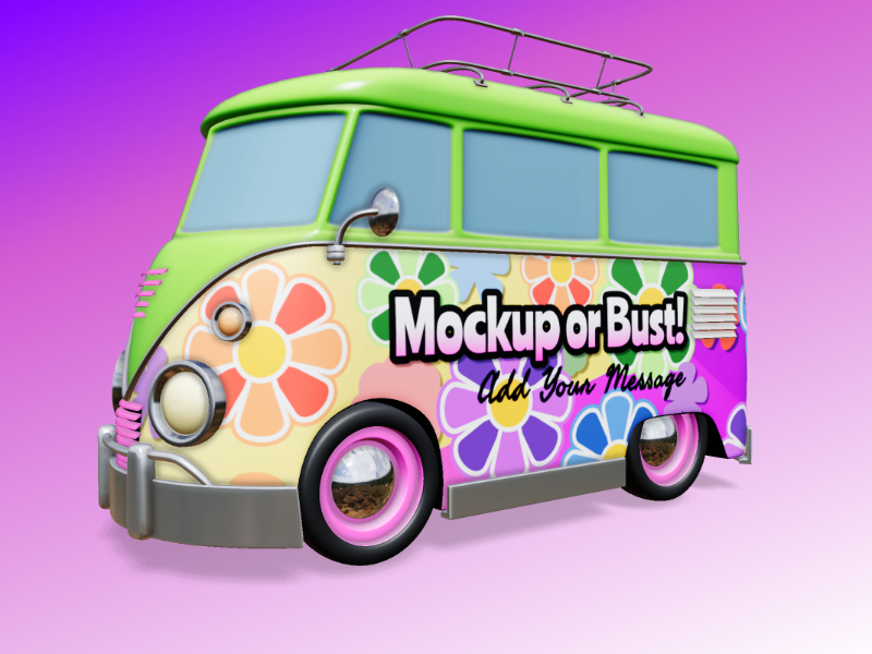 This Presentation Clipart shows a preview of 3D Custom Van - Customizable Mockup