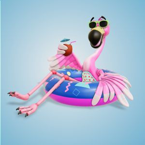 A 3D Floating Flamingo Clipart with editing tools to customize the design and make it your own.