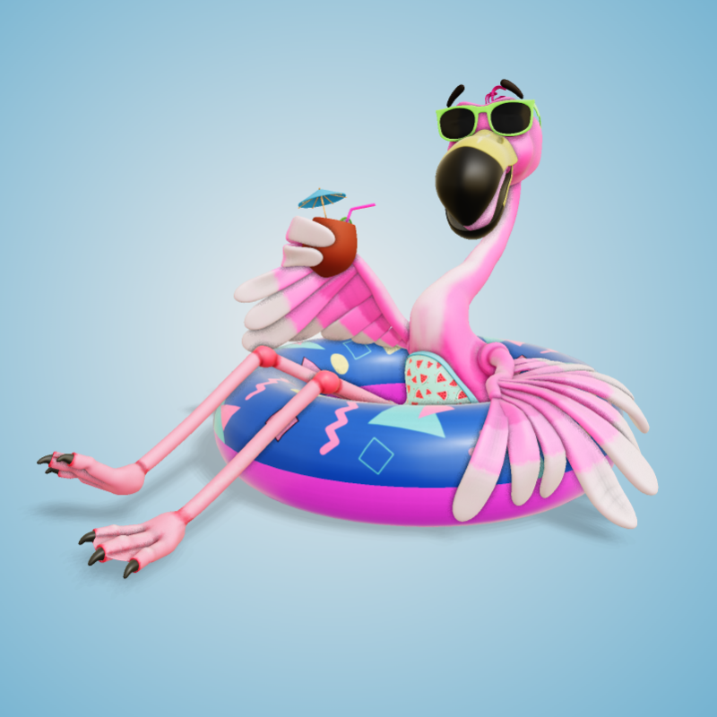 This Presentation Clipart shows a preview of 3D Floating Flamingo - Customizable Mockup