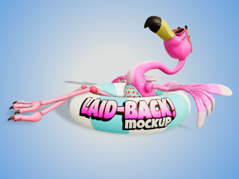 This Presentation Clipart shows a preview of 3D Relaxed Flamingo - Customizable Mockup