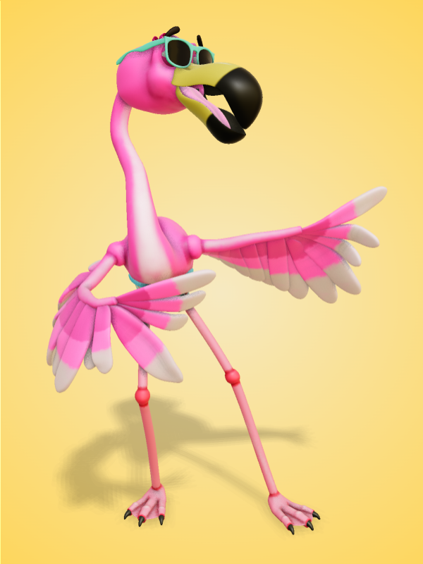 This Presentation Clipart shows a preview of 3D Gesturing Flamingo Clipart