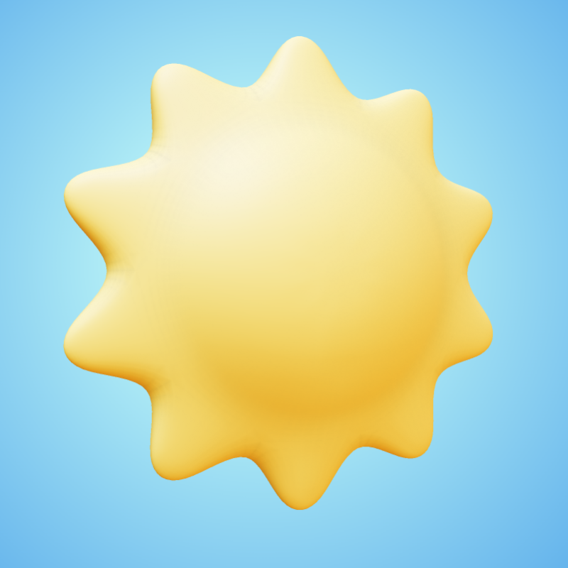 This Presentation Clipart shows a preview of 3D Illustrated Sun Clipart