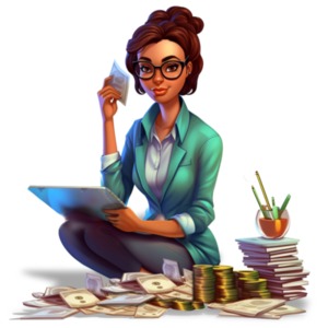 Female accounting woman at work with her suit on ready for the new day.