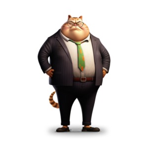 Business cat boss with a suit on ready for the new day.