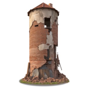 An abandoned silo worn down in need of repair for storage.