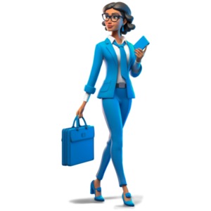 Business woman heading to work with her suit on carrying a laptop and case.