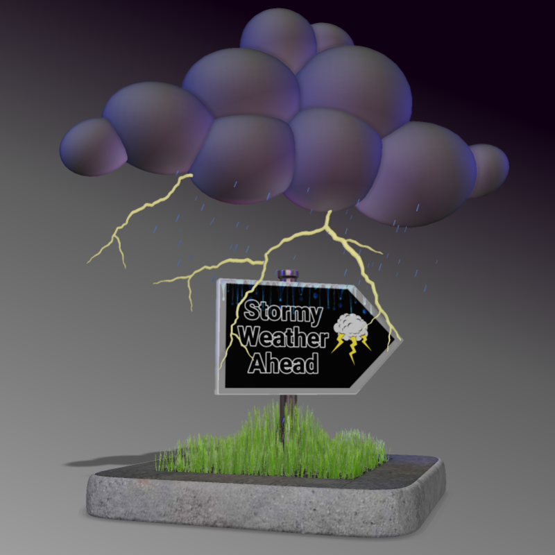 This Presentation Clipart shows a preview of 3D Stormy Weather Sign - Customizable Mockup