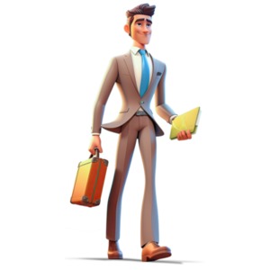 Business man heading to work with his suit on carrying a laptop and case.